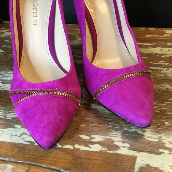 Enzo Angiolini suede zipper designer pointy heels - Picture 5 of 6